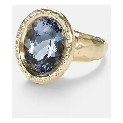 Octavia Elizabeth Anello Tribute in oro 18kt con diamanti e berillo