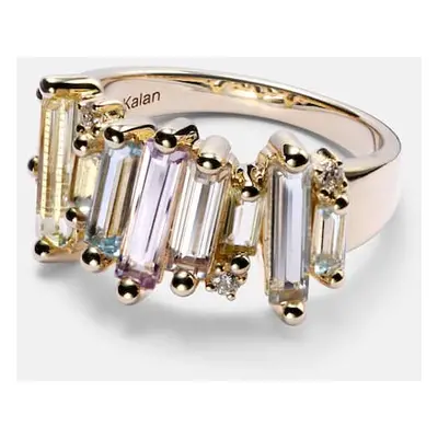 Suzanne Kalan Anello Pastel Rainbow in oro 14kt con diamanti