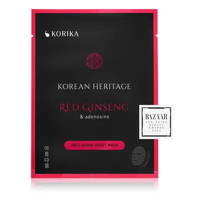 KORIKA Korean Heritage Red Ginseng & Adenosine Anti-aging Sheet Mask maschera antirughe in tessu