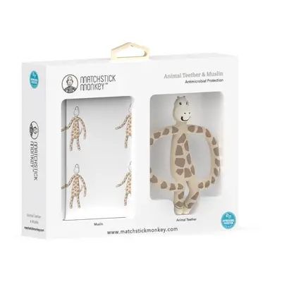 Matchstick Monkey Animal Teether & Muslin Giraffe confezione regalo per bambini