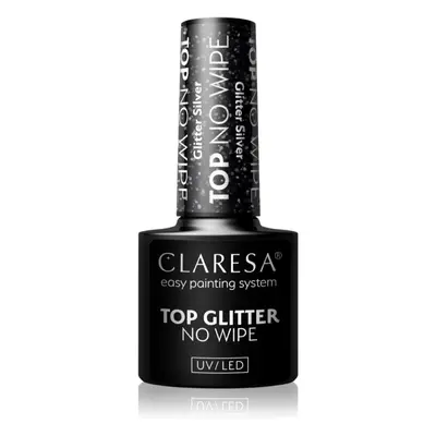 Claresa UV/LED Top Glitter No Wipe gel smalto coprente brillante colore Glitter Blue