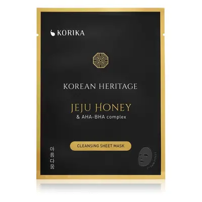 KORIKA Korean Heritage Jeju Honey & AHA-BHA Complex Cleansing Sheet Mask maschera in tessuto eff