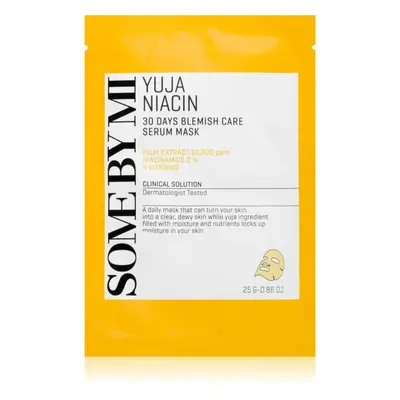 Some By Mi Yuja Niacin Blemish Care maschera viso illuminante in tessuto per pelli grasse e prob