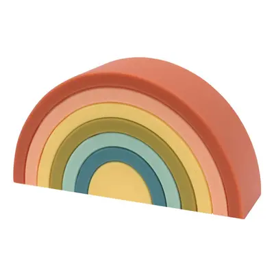 O.B Designs Silicone Rainbow Stacker Silicone Bamboo Puzzle gioco a blocchi arcobaleno Cherry 10