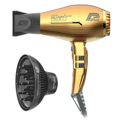Parlux Alyon + Magic Sense asciugacapelli professionale con ionizzatore + diffusore Gold 1 pz