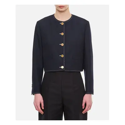 Thom Browne | Giacca Cardigan Plissé A Scatola | Blu | Donna