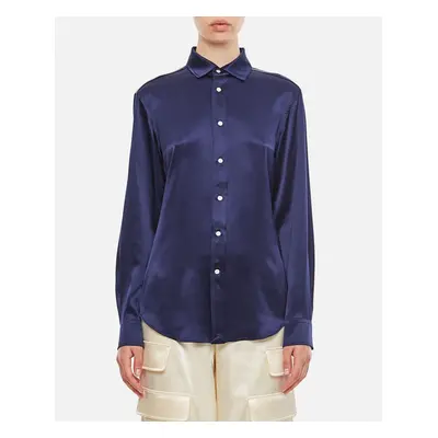 Polo Ralph Lauren | Long Sleeve Button Front Silk Shirt | Blu | Donna