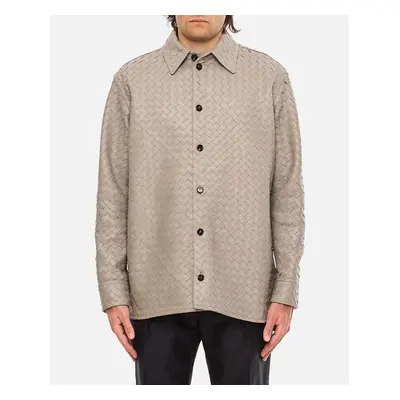 Bottega Veneta | Camicia In Pelle Intreccio | Grigio | Uomo