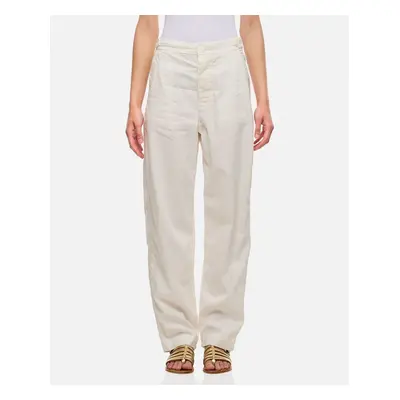 Casey & Casey | Pantaloni Jude Femme In Cotone E Lino | Bianco | Donna