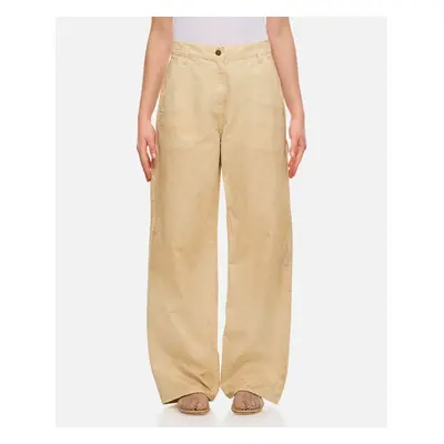 Golden Goose | Pantaloni In Cotone Ampi Con Macchie | Beige | Donna