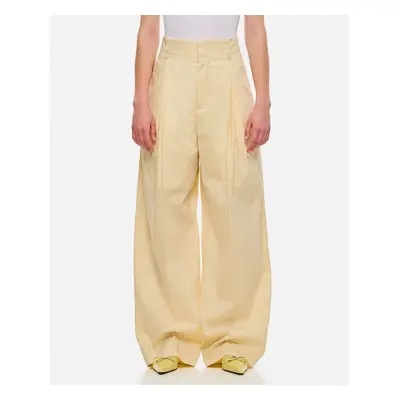 Bottega Veneta | Pantalone Ampio In Seta E Cotone | Giallo | Donna