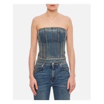 Alexander McQueen | Top Denim Corsetto | Blu | Donna