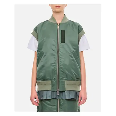 Sacai | Gilet In Nylon | Verde | Donna