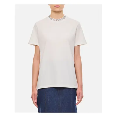 Golden Goose | T-shirt Regolare In Cotone Con Ricami | Bianco | Donna