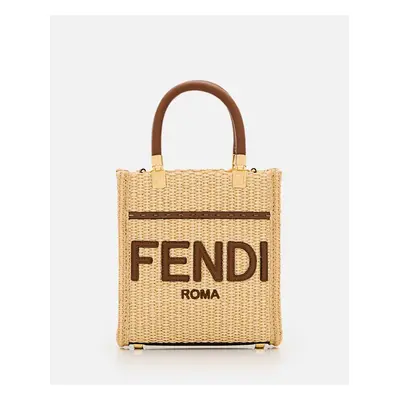 Fendi | Sunshine Mini Borsa Tote In Paglia | Beige | Donna