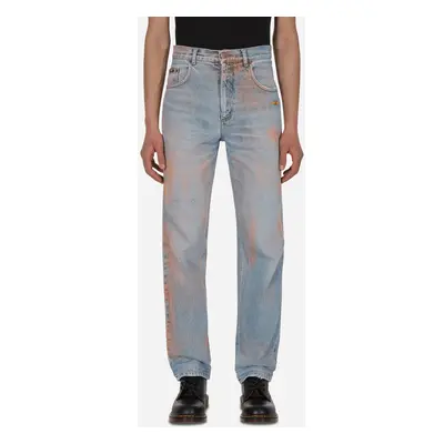 Spray Painted Vintage Denim Pants Blue