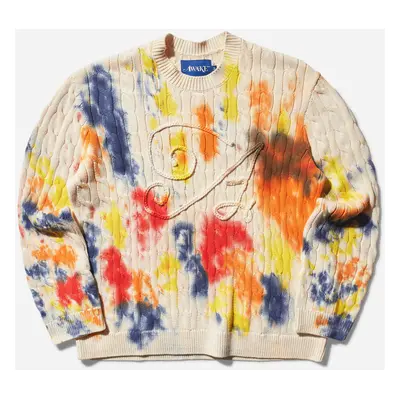 Men s Applique A Cable Crewneck Sweater Tie-Dye