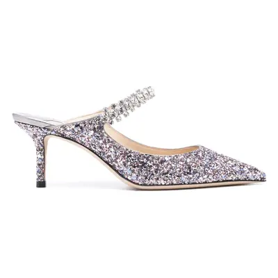 JIMMY CHOO - Sabot Bing Glitterato Con Cinturino Di Cristalli