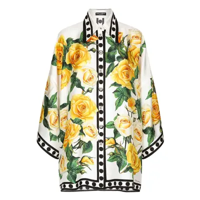 DOLCE & GABBANA - Camicia In Seta Con Stampa Rose