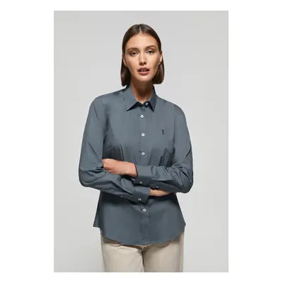 Polo Club - Donna - Camicia In Popeline Slim Fit Blu Denim Con Ricamo Rigby Go