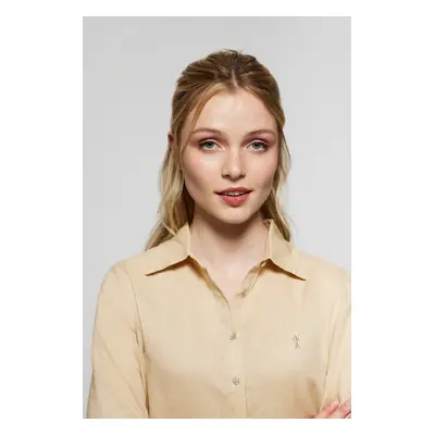 Polo Club - Donna - Camicia Beige In Lino Con Particolare Ricamato Rigby Go