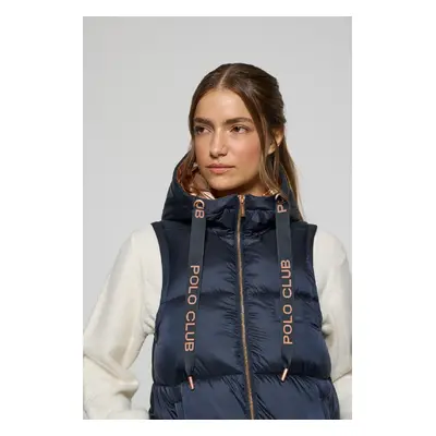 Polo Club - Donna - Gilet Trapuntato Ice Blu Marino Con Cappuccio Fisso E Particolari Polo Club