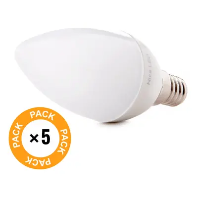 Confezione da Lampadine LED E14 5W 410Lm 6000ºK 40.000H [HO-C37-E14-5W-RC-CW-PK5-AP]