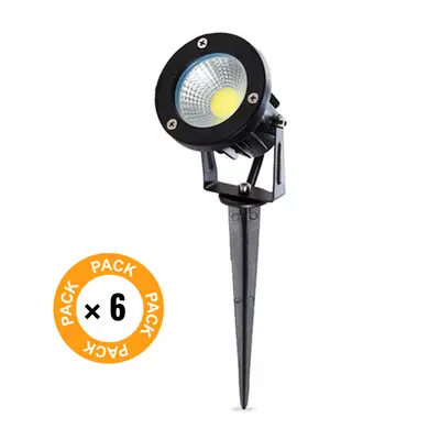 Confezione da faretti da giardino a LED 9W 758Lm 3000ºK Spike 50.000H [SL-CPDC09-9W-WW-PK6]