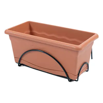 Fioriera con Piastra Integrata 60X24Cm Supporto in Metallo. Colore terracotta [E3-74819]