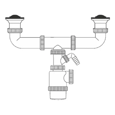 Sifone a doppia bottiglia allungabile V70 con uscita lavastoviglie [E3-01597]
