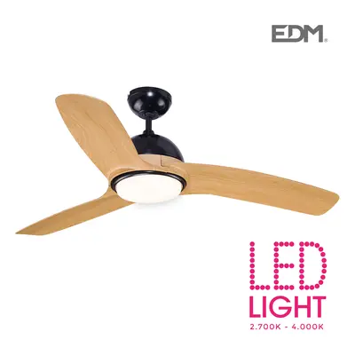 Ventilatore da soffitto a LED modello Laptev imitazione legno/nero Potenza: W con telecomando [E