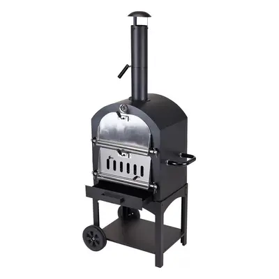 Barbecue a Carbone con Forno in Pietra 44,5X65X158Cm [E3-73827]