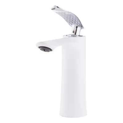 Rubinetto per lavabo in ottone / zinco, bianco, acqua calda e fredda, tubi flessibili, beccuccio