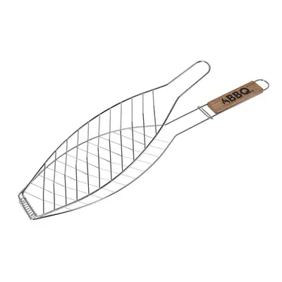 Griglia per Pesce con Manico in Legno 14X58Cm Bbq [E3-73869]