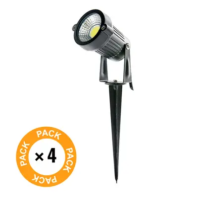 Confezione da Faretti LED da Giardino Spike 5W 450Lm 6000ºK 40.000H [SL-SL-C10-5W-CW-PK4-AP]