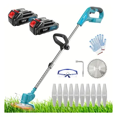 Strimmer Cordless Grass Trimmer Compatible With Makita 18v Battery, 2x 3000mah Powerful Electric