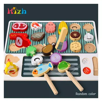 Kizh Wooden Bbq Playset - Pretend Grill & Camping Cooking Toy Kit For , Colors