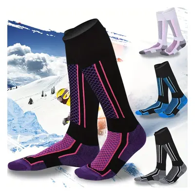 TEMU Pair Men Women Winter Warm Breathable Ski Socks Outdoor Sports Hiking Long Socks