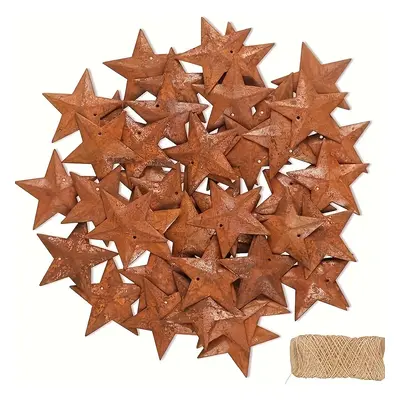 50pcs, Rusty Metal Stars Include Jute Rope, And The Little Rusty Star Metal Craft Star Is Used F