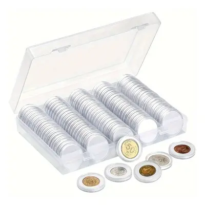 100pcs Adjustable Coin Protection Cases, Commemorative Coin Protection Boxes, Collectible Coins,