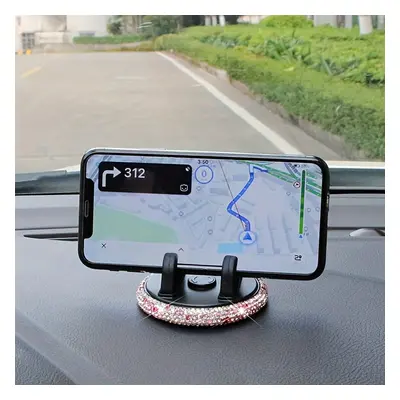 TEMU 1pc Sparkling Diamond Car Phone Holder - Cute, For Horizontal & Vertical Use, Dashboard Mou