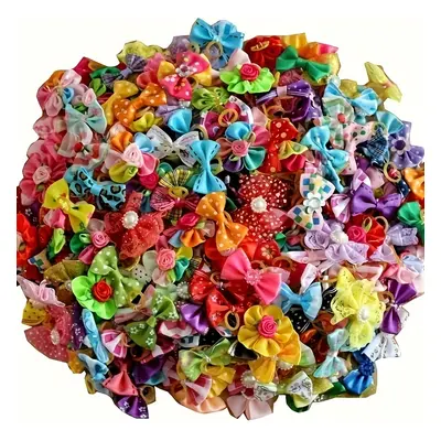 TEMU 50/pack Randomly Packed With Classic Pearl Accessories Small Graffiti Bow Head Flowers, Mac