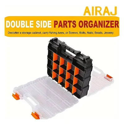 TEMU Airaj Double-sided Parts Box, Compartment, Black And Orange, Bamboo Fiber And Plastic Mater