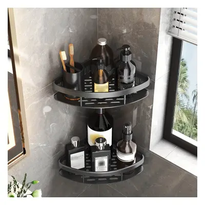 1pc No-drill Wall Mounted Bathroom Storage Rack - Minimalist Corner Shelf For Bathroom Accessori