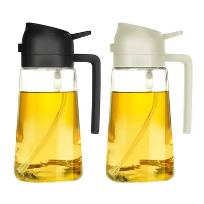 2-in-1 Glass Oil Sprayer Dispenser With Automatic Lid For Cooking, Bbq, Salad, Baking - Pvc Free