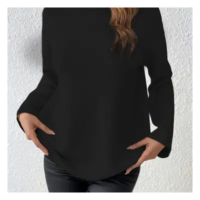 TEMU Winter , Women's Elegant Turtleneck Sweater - Casual Long Sleeve Knit Pullover, Soft Polyes