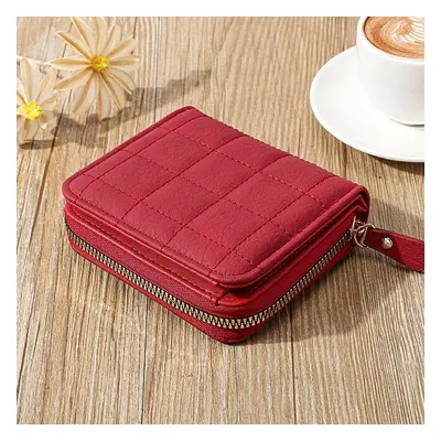 1 Pc Mini Minimalist Short Wallet, Solid Color Zipper Around Coin Purse, Versatile Credit Card H