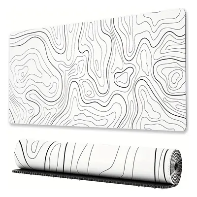 TEMU Topographic Mouse Pad, White Extended Gaming Mouse Pad, Topographic Desk Mat Laptop Waterpr