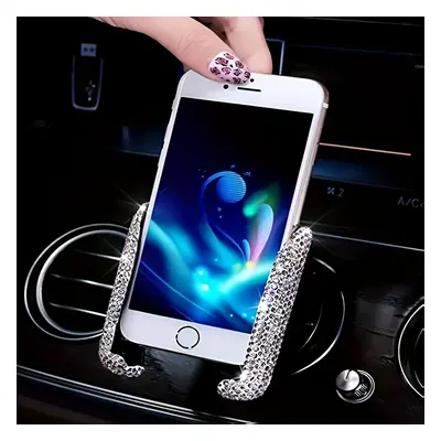 TEMU Bling Car Phone Holder With Sparkling Artificial Diamonds - Pvc, & Dashboard Smartphone Mou