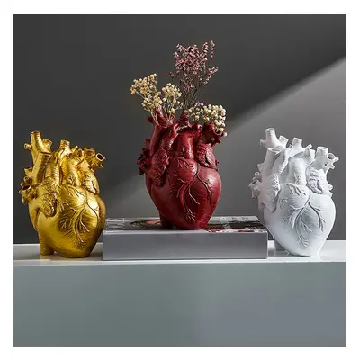 TEMU Art Deco Heart-shaped Resin Vase, 1pc Novelty Heart Vase Planter Decorative Home Accent Pie